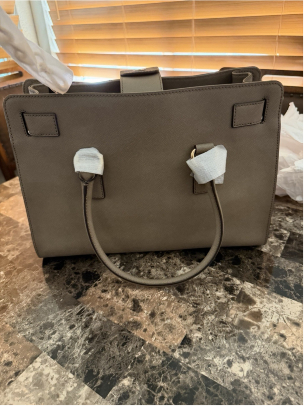 Michael Michael Kors Hamilton Large Satchel Dark Dune Leather Tote Crossbody - Picture 8 of 16